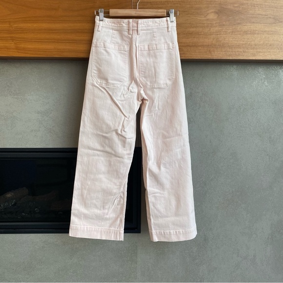 Rebecca Taylor La Vie High Rise Wide Leg Cropped Jean, Blush Light Pink, Size 25 - Picture 9 of 11